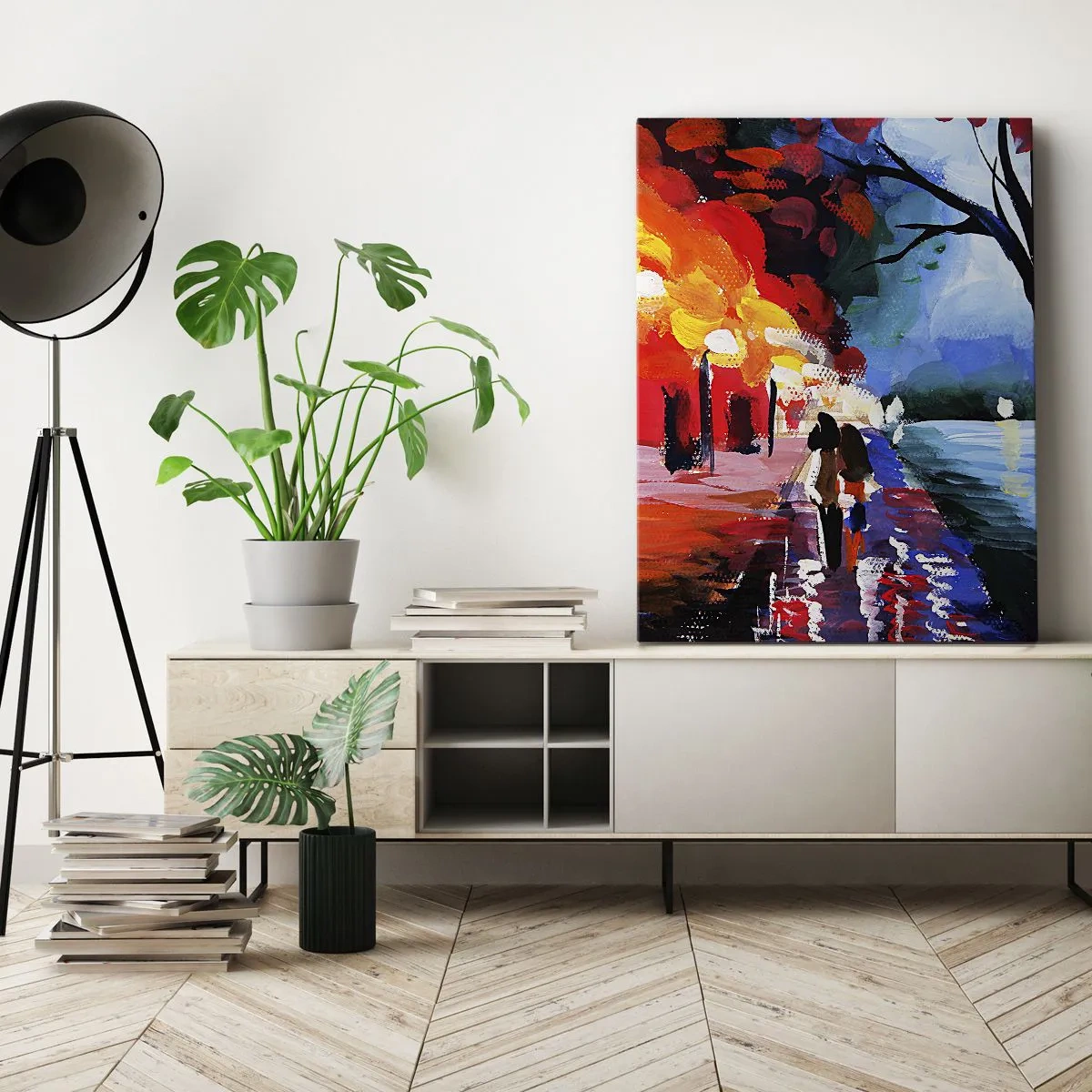 Canvastavla - Bild på duk - Brinnande höst i parken - 70x100 cm