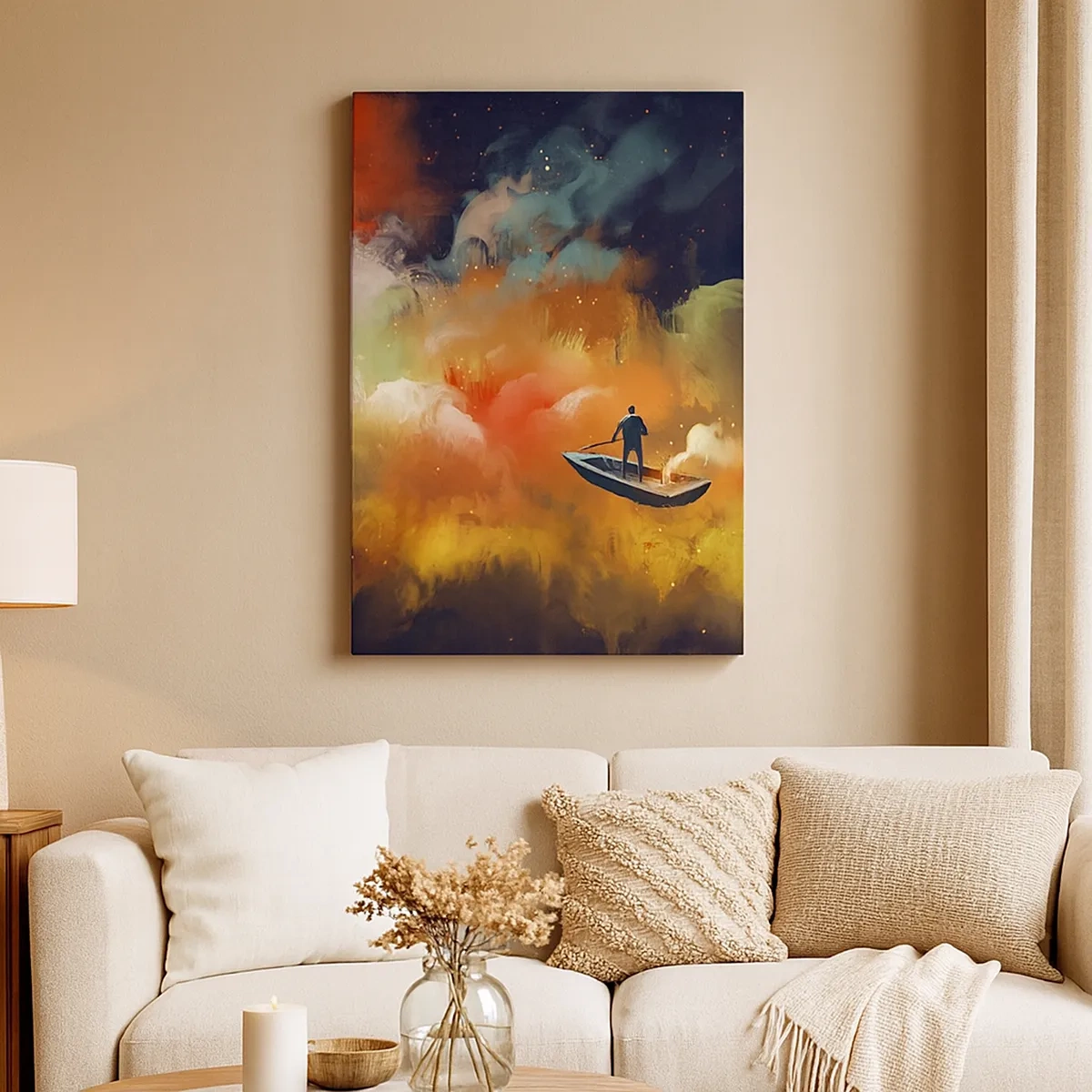 Canvastavla - Bild på duk - I båten genom galaxen - 50x70 cm