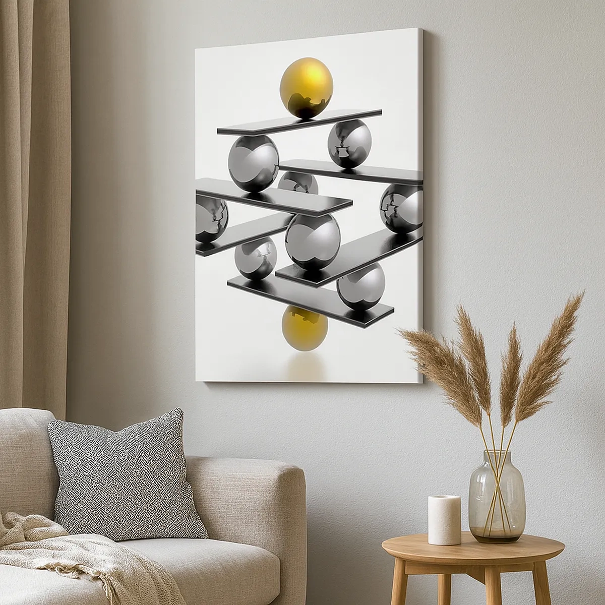 Canvastavla - Bild på duk - Guld-silver balans - 50x70 cm