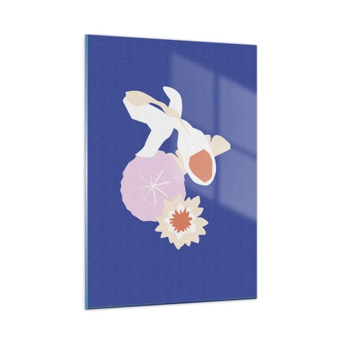 Glastavla - Bild på glas - Sammansättning av blommor och knoppar - 50x70 cm