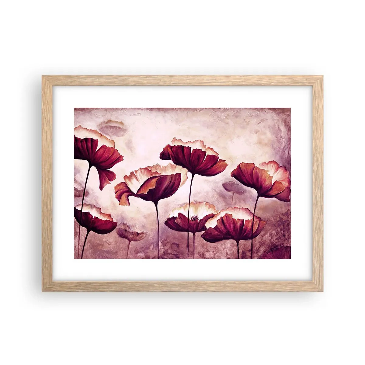 Affisch i ram av ljusek - Röd och vit flinga - 40x30 cm