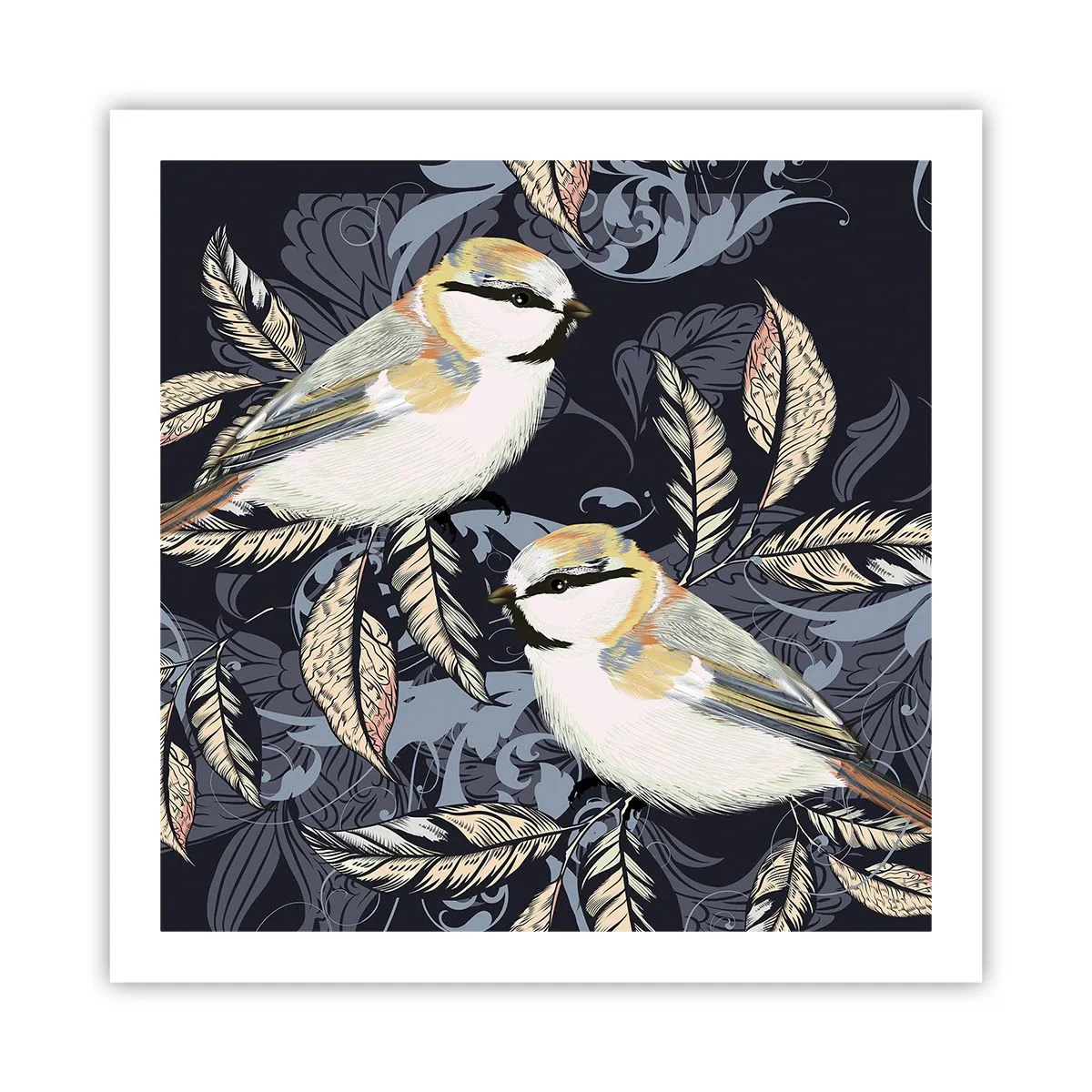 Affisch - Gul-grå fågelsång - 60x60 cm