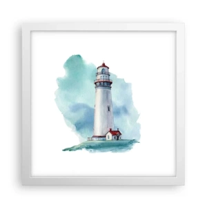 Affisch i vit ram - Milda syster av det blåa - 30x30 cm