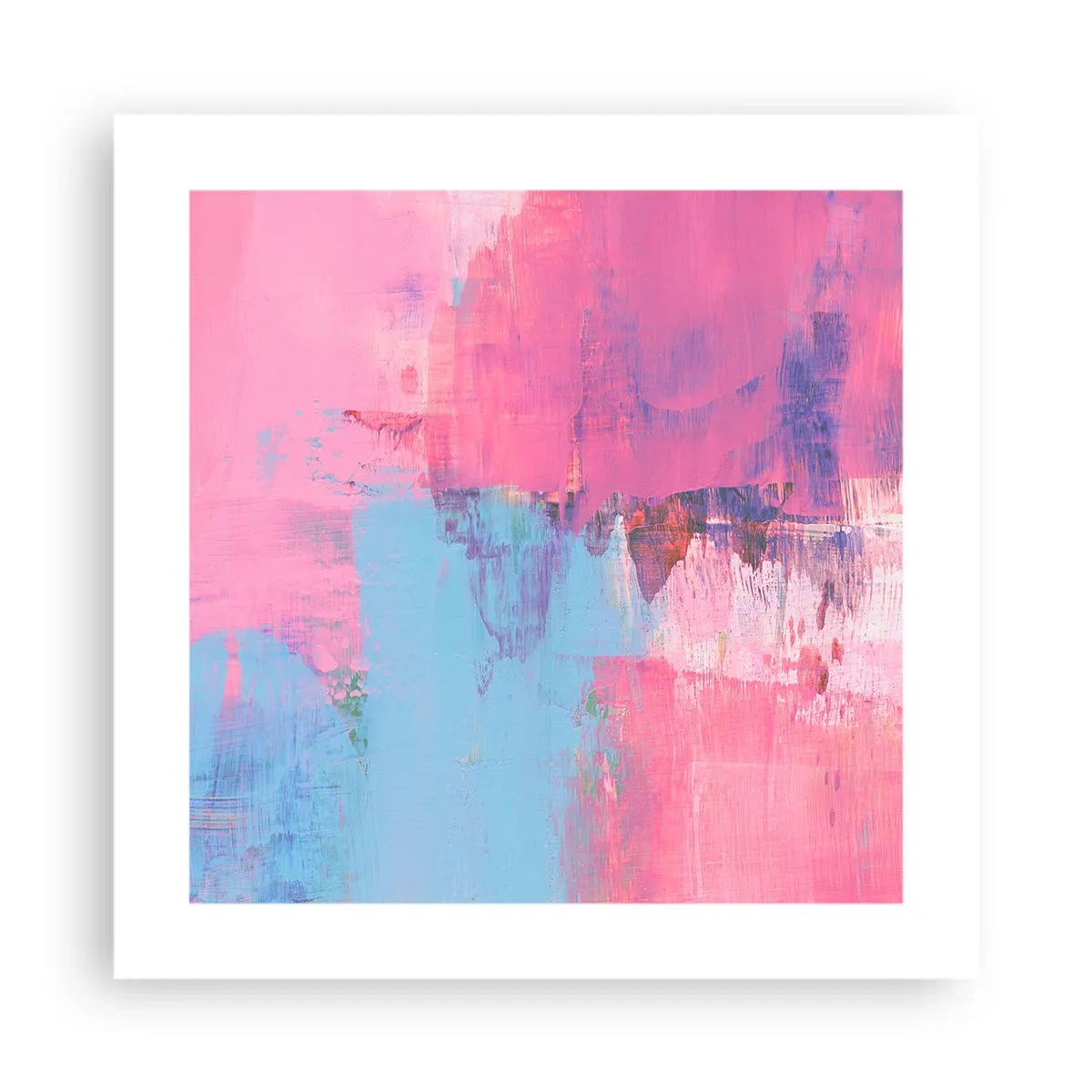 Affisch - Rosa, blått och en gnutta ljus - 40x40 cm