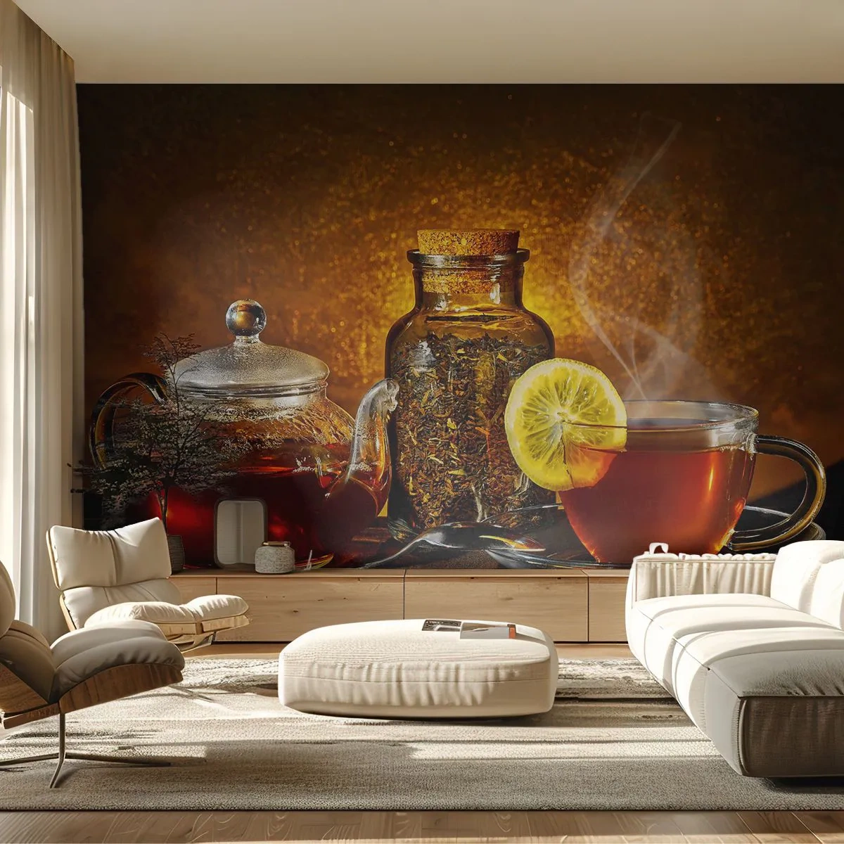 Fototapet Premium Sand - I holländska mästarnas stil - Gastronomi, Te, Tekopp - 100x70 cm