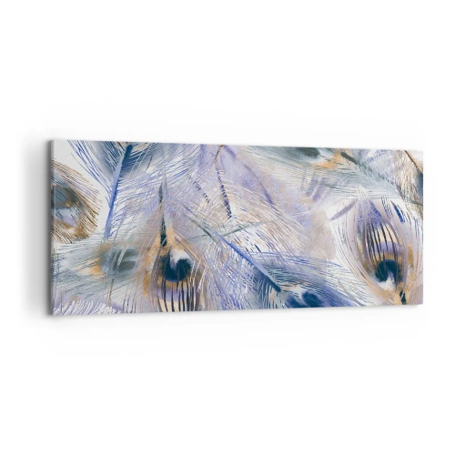 Canvastavla - Bild på duk - Komposition med påfågelsfjädrar - 120x50 cm