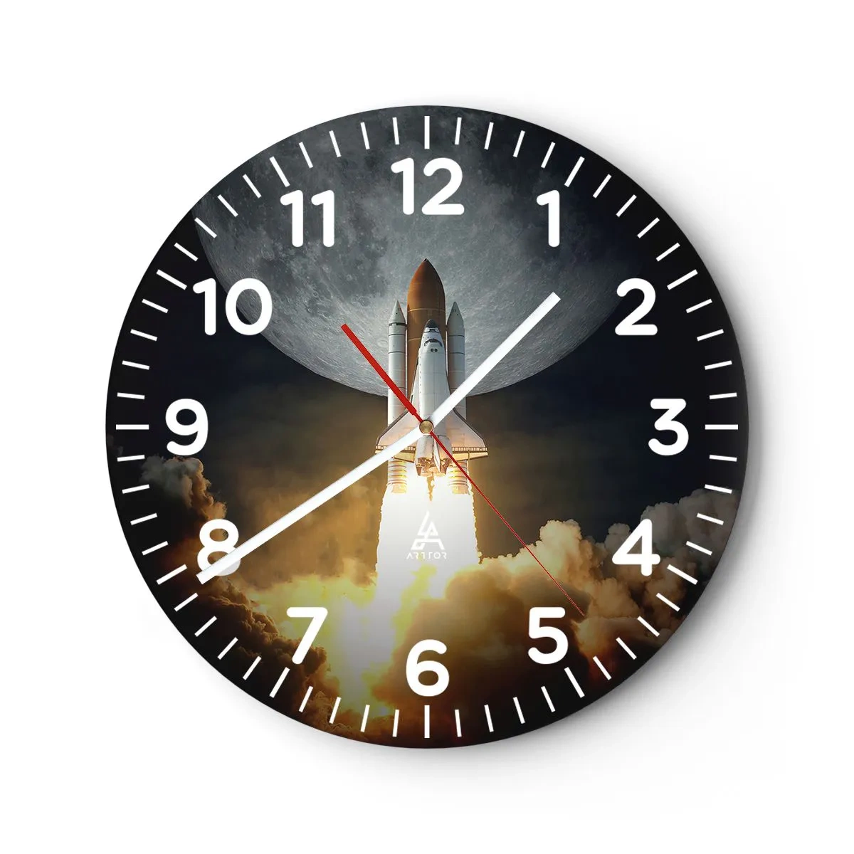 Väggklocka - Klocka på glas - Början på ett utomjordiskt äventyr - 30x30 cm