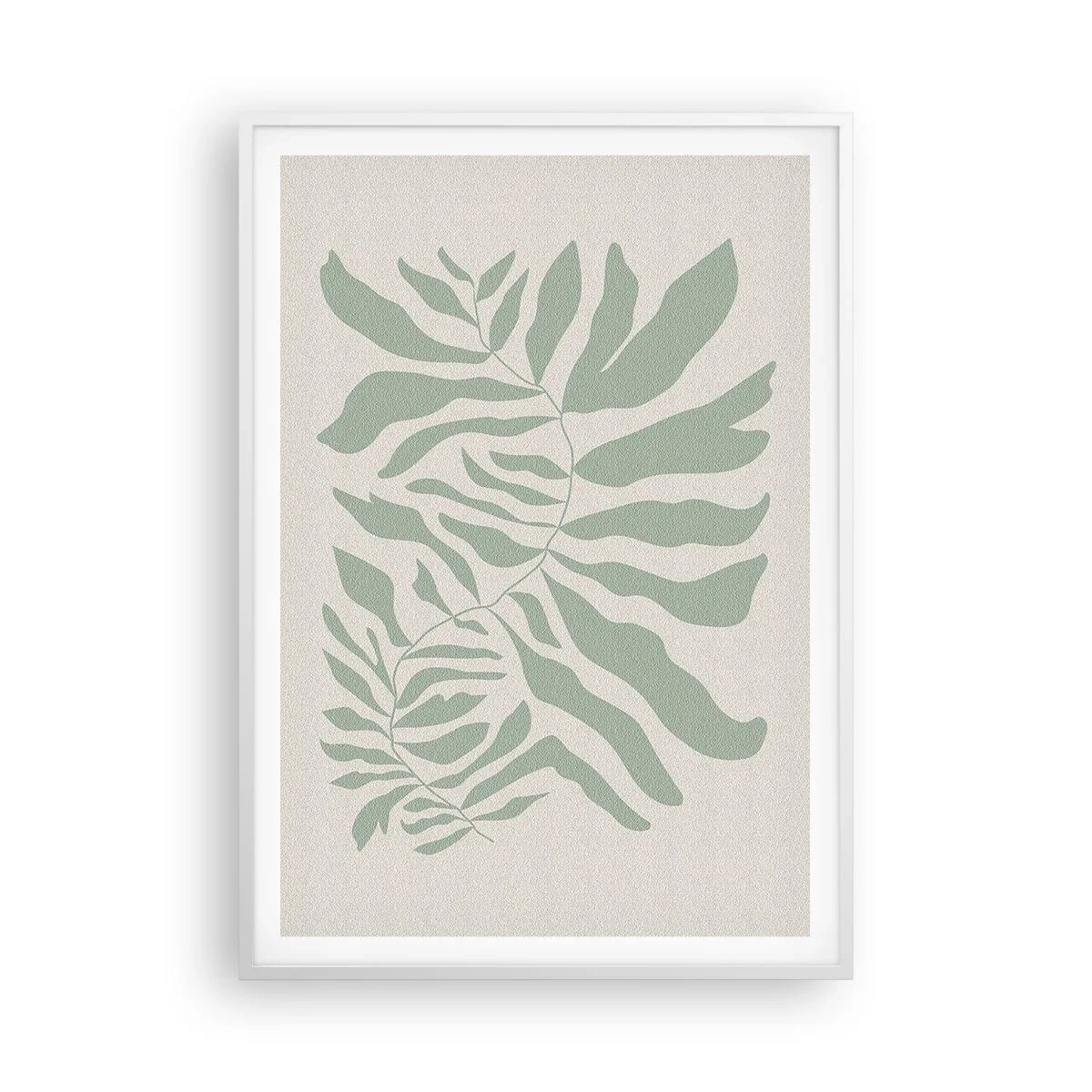 Affisch i vit ram - Smaragdgrön gren - 70x100 cm