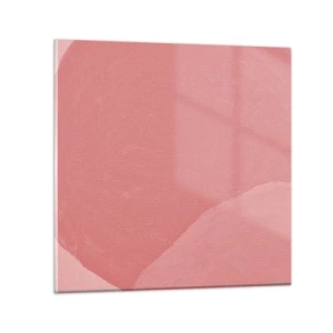 Glastavla - Bild på glas - Organisk komposition i rosa - 70x70 cm