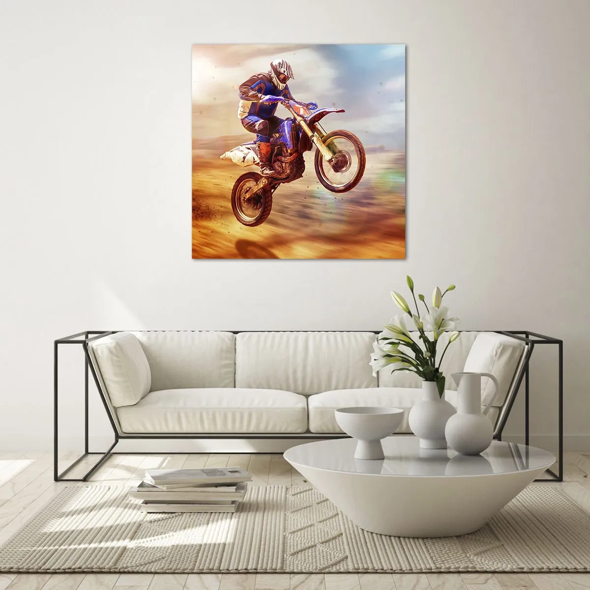 Glastavla - Bild på glas - Motorcykelyrsel - 40x40 cm