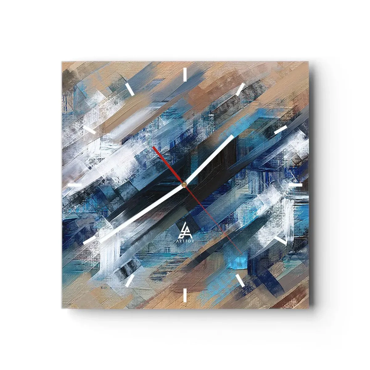 Väggklocka - Klocka på glas - På en blå sluttning - 30x30 cm