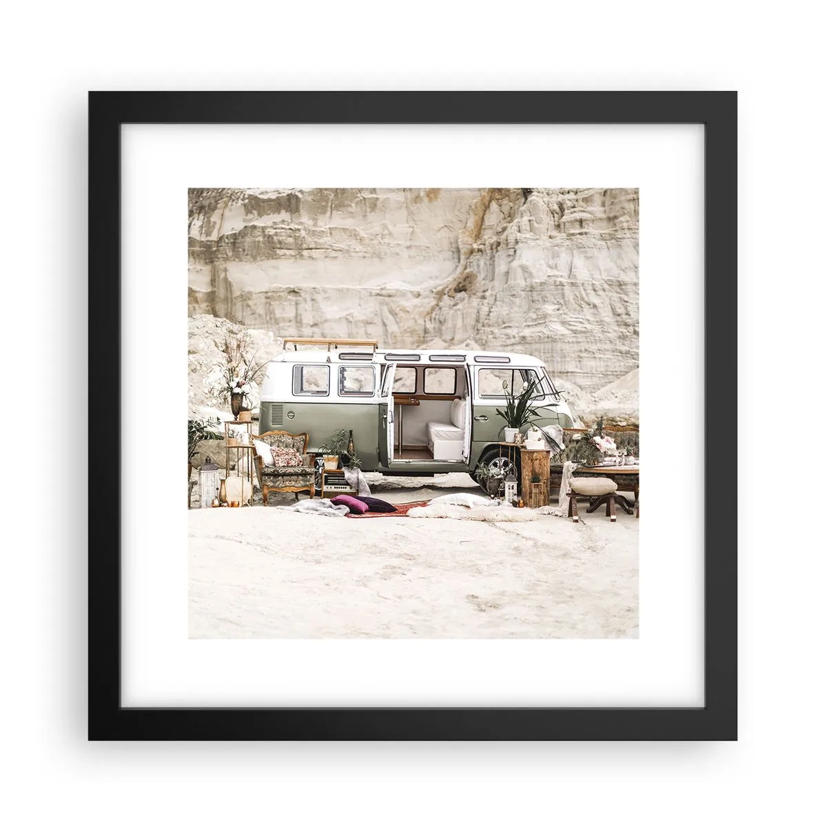 Affisch i svart ram - Dags att börja resan - 30x30 cm