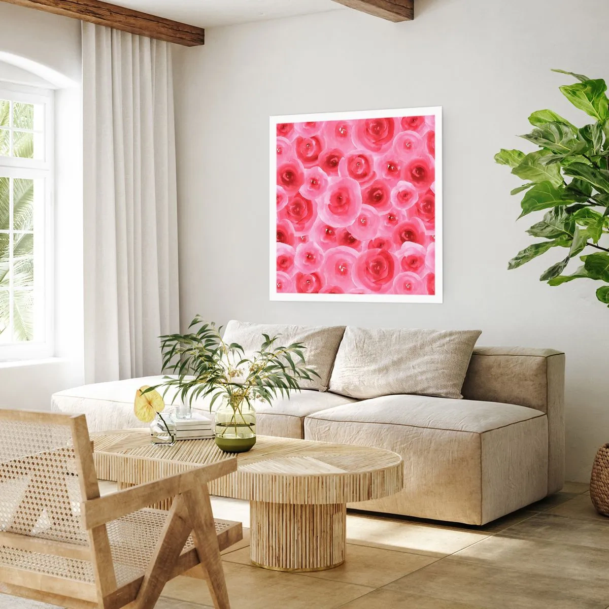 Affisch - Rosor upe och nere - 60x60 cm