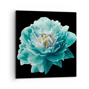 Canvastavla - Bild på duk - Blå och gyllene kronblad - 70x70 cm