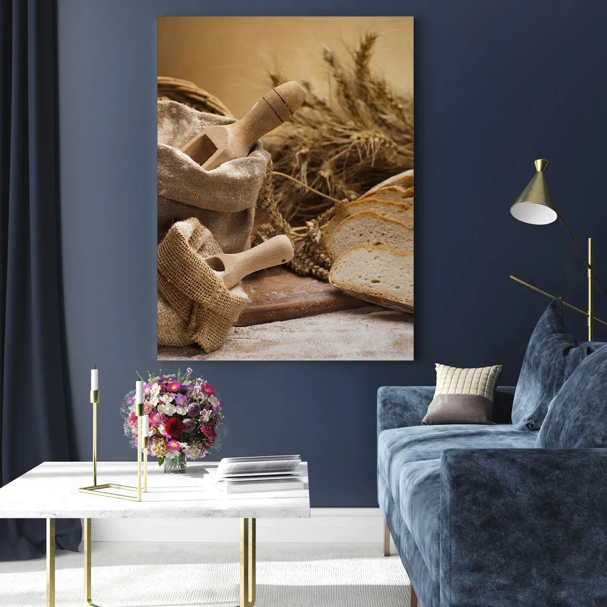 Glastavla - Bild på glas - Skivat bröd - 80x120 cm