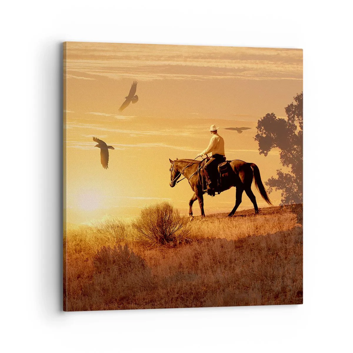 Canvastavla - Bild på duk - Ensamt genom prärien - 70x70 cm