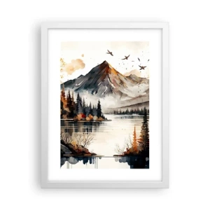 Affisch i vit ram - Gyllene höst i fjällen - 30x40 cm