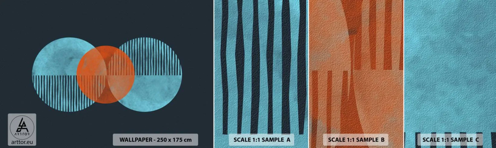 Provbit av självhäftande fototapet Deluxe Sticker - Symmetrisk komposition - Abstraktion, Bit, Geometriskt mönster - 100x30 cm