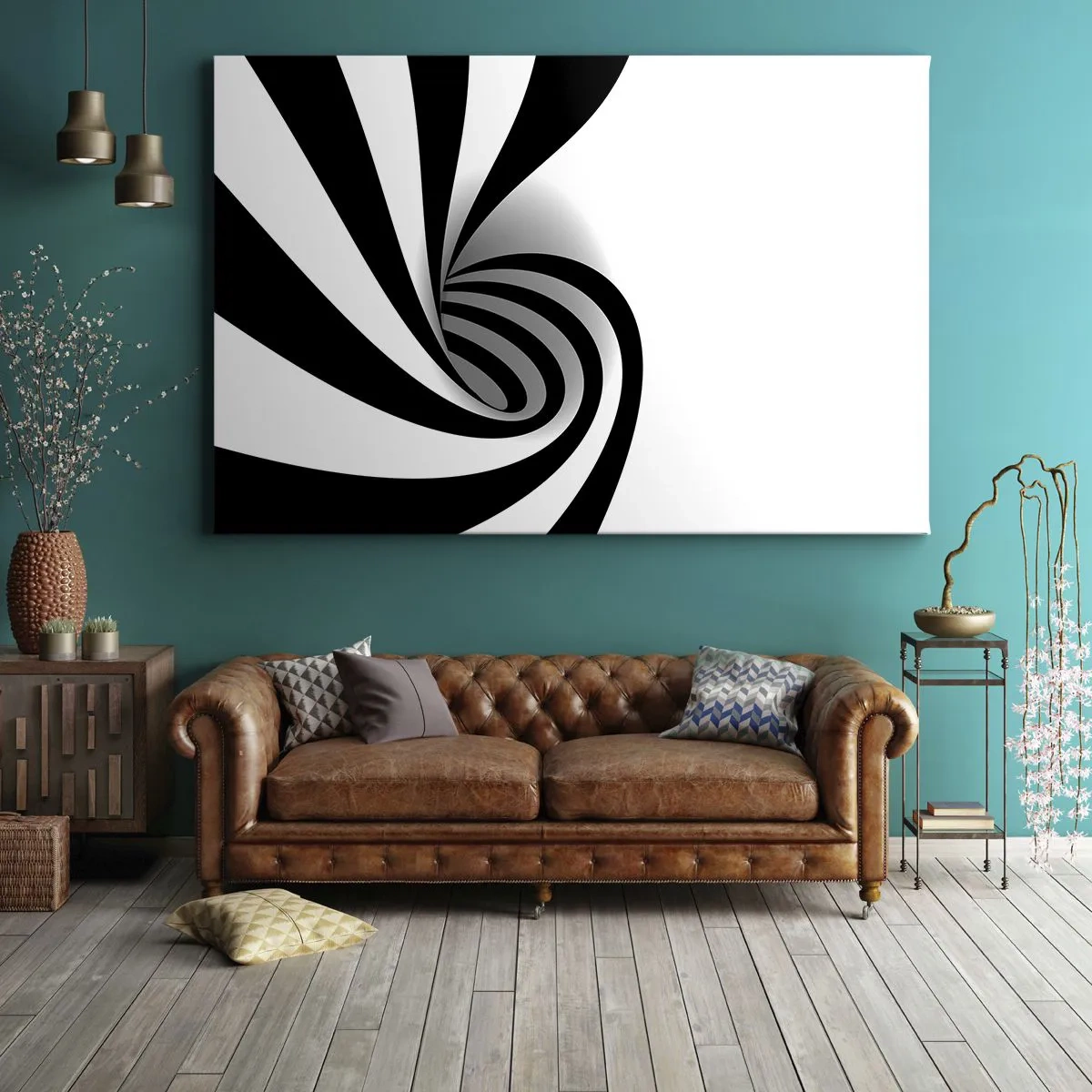 Canvastavla - Bild på duk - Roterande svart-vit - 100x70 cm
