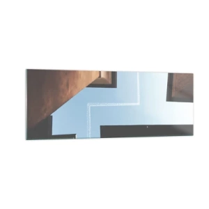 Glastavla - Bild på glas - Ovanför stadens labyrint - 140x50 cm