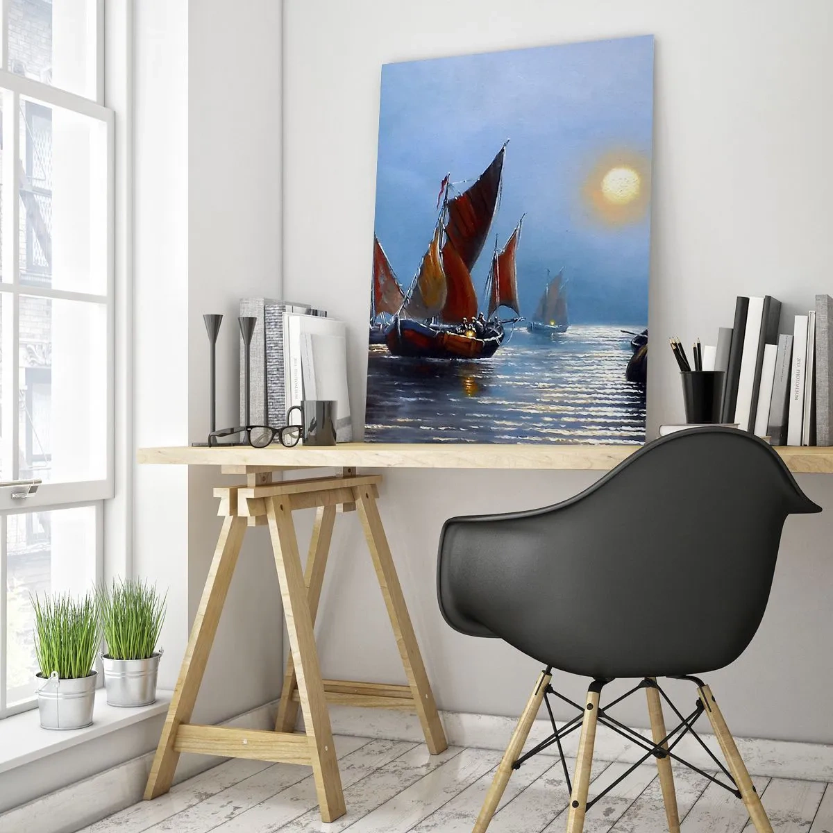 Glastavla - Bild på glas - Nattens fångst - 50x70 cm