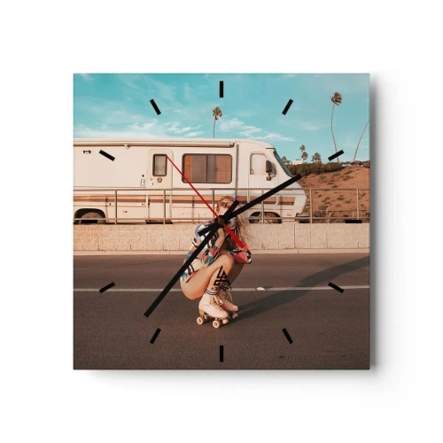 Väggklocka - Klocka på glas - Ett leende, tack! - 30x30 cm