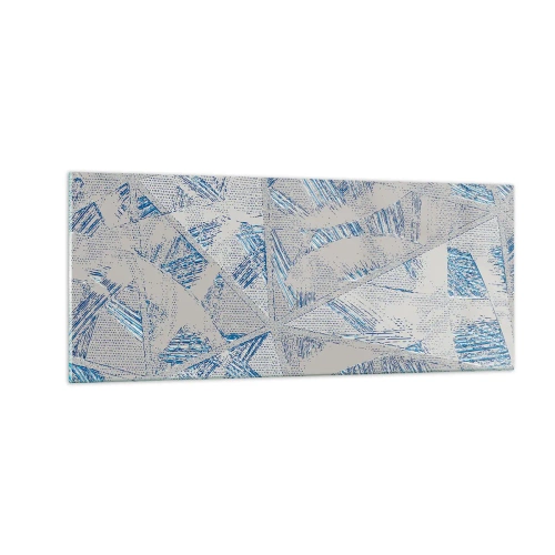 Glastavla - Bild på glas - I en gråblå labyrint - 100x40 cm