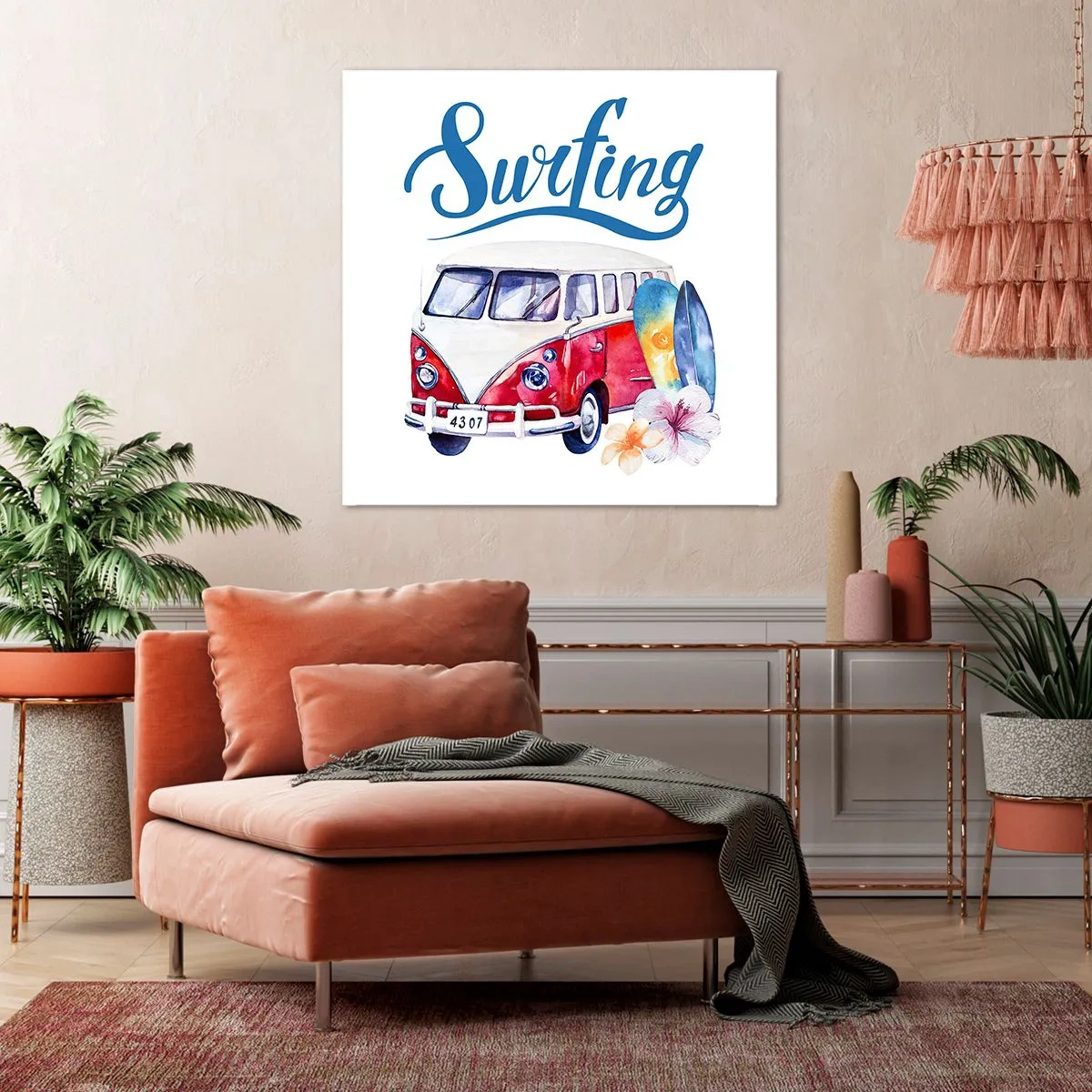 Canvastavla - Bild på duk - Gurka - en klassiker för surfaren - 40x40 cm