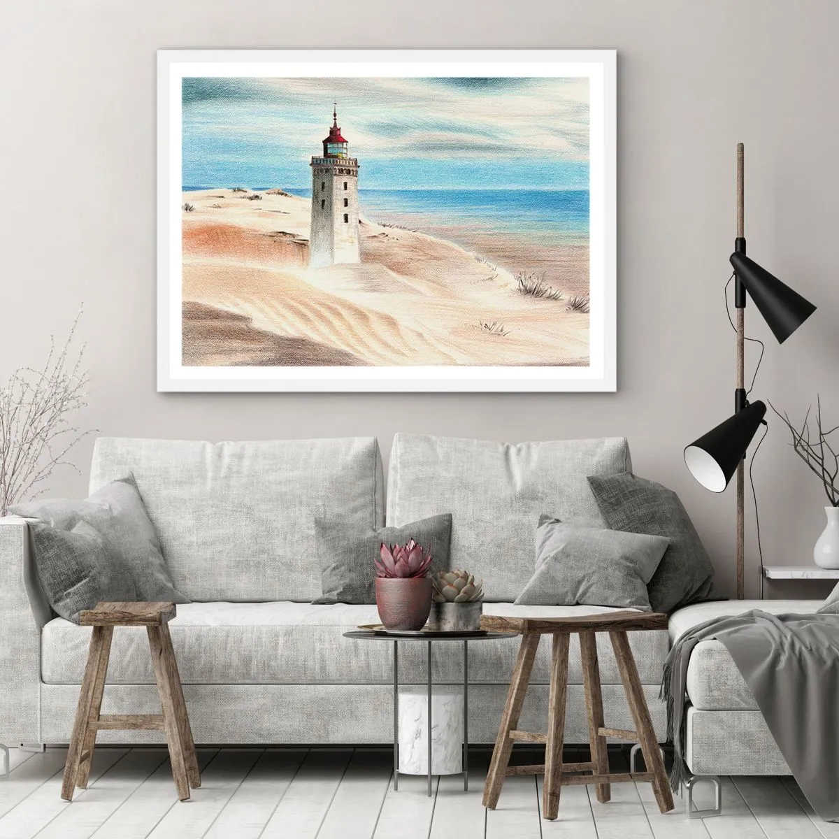 Affisch i vit ram - Tittar alltid i havet - 100x70 cm