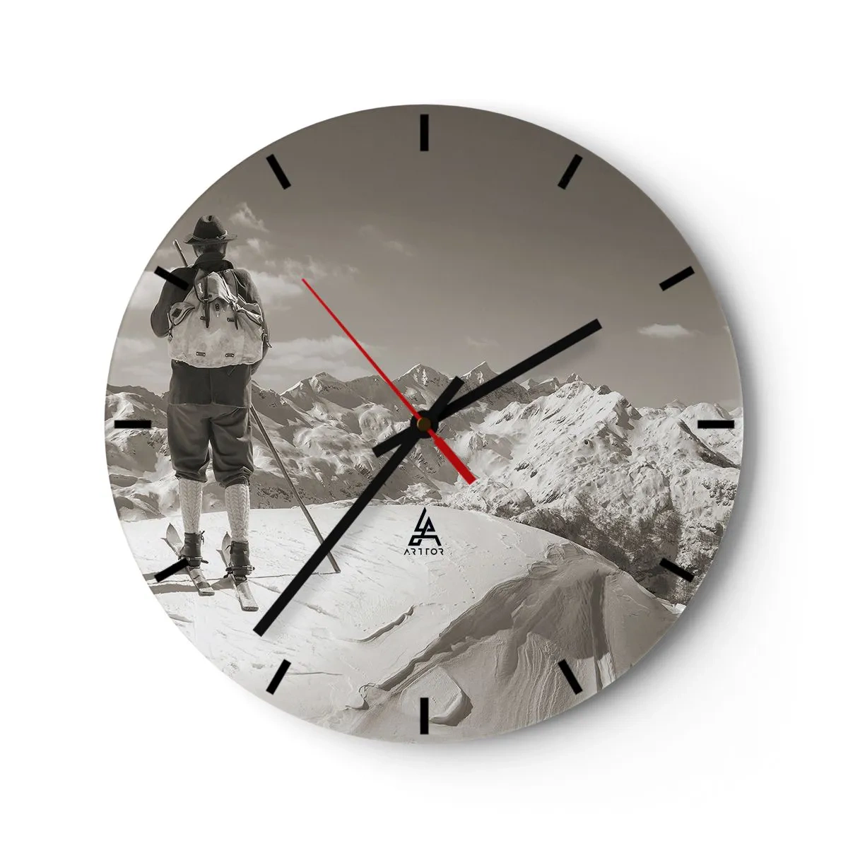 Väggklocka - Klocka på glas - Och fjällen är samma - 40x40 cm