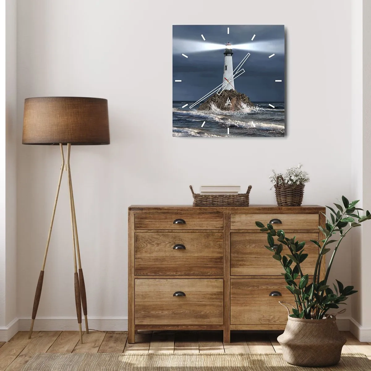 Väggklocka - Klocka på glas - Här...här...här! - 30x30 cm