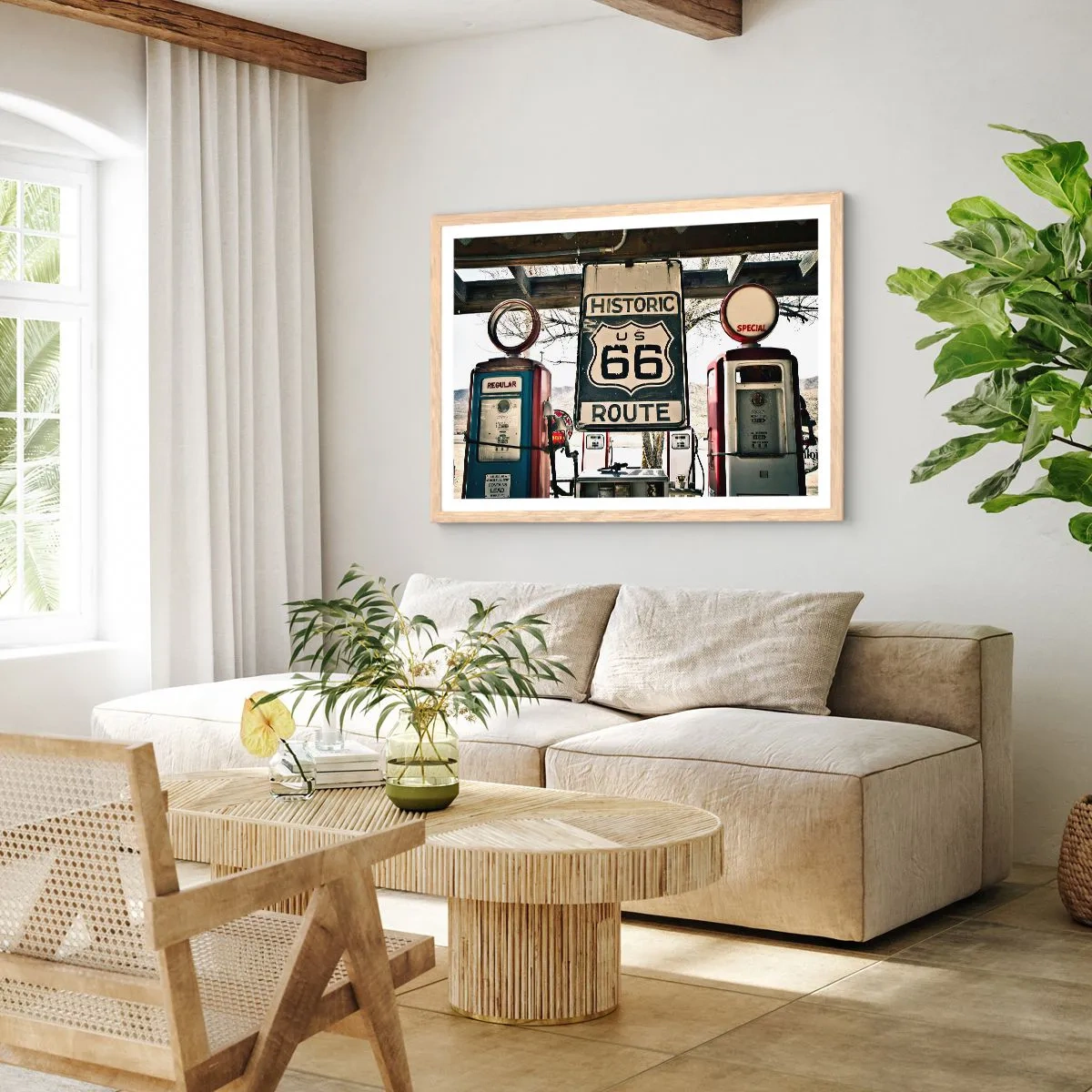Affisch i ram av ljusek - Amerikansk retroresa - 50x40 cm