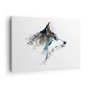 Canvastavla - Bild på duk - Akvarell varg i minimalistisk stil - 70x50cm - Vargen är här - Modern väggdekoration för vardagsrum och sovrum ARTTOR