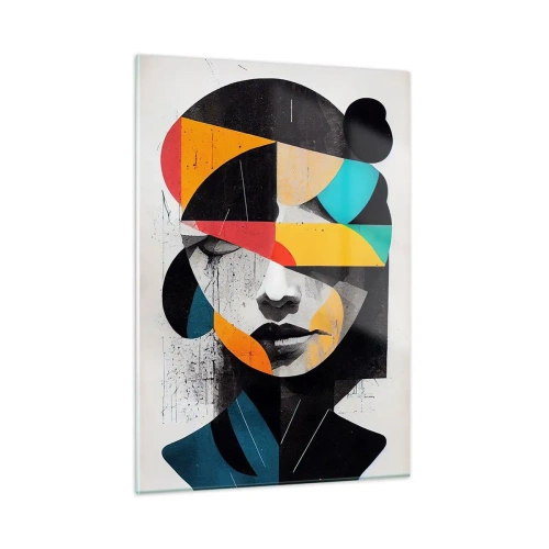 Glastavla - Bild på glas - Flerfärgad inre porträtt - 50x70 cm