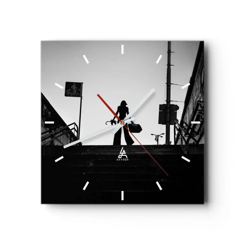 Väggklocka - Klocka på glas - Stadsvandring - 30x30 cm