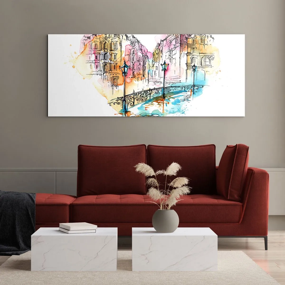 Glastavla - Bild på glas - Stadens hjärta - 100x40 cm