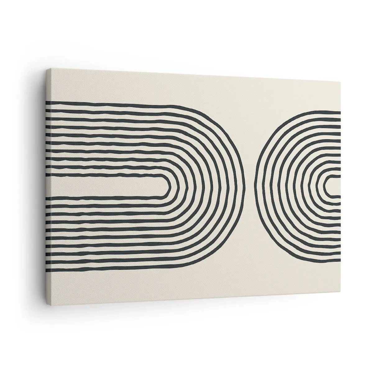 Canvastavla - Bild på duk - Abstrakt geometriskt mönster med symmetriska linjer på en ljus bakgrund - 70x50cm - Om en stund... - Modern väggdekoration för vardagsrum och sovrum ARTTOR
