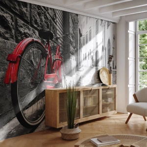 Självhäftande Fototapet Deluxe Sticker - Den riktiga skönheten åldras inte - Stad, Arkitektur, Cykel - 100x70 cm