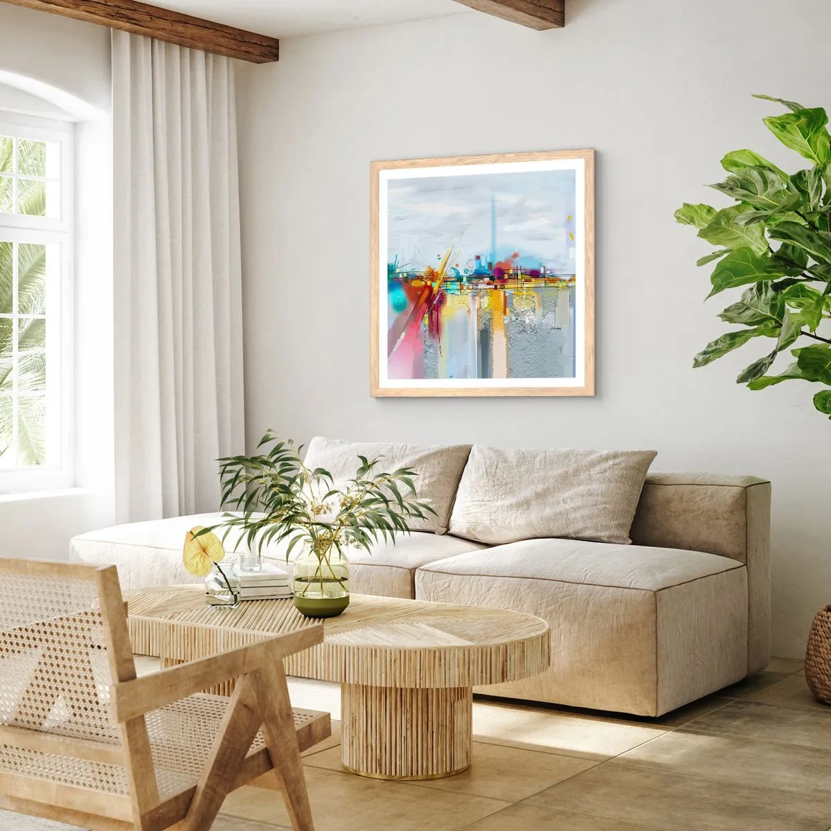 Affisch i ram av ljusek - Glädjens bro över livets flod - 50x50 cm