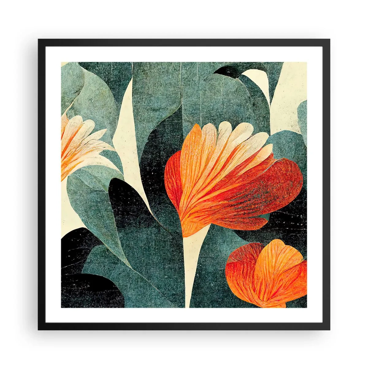 Affisch i svart ram - Värmen i tropikerna och svalkan i grönskan - 60x60 cm