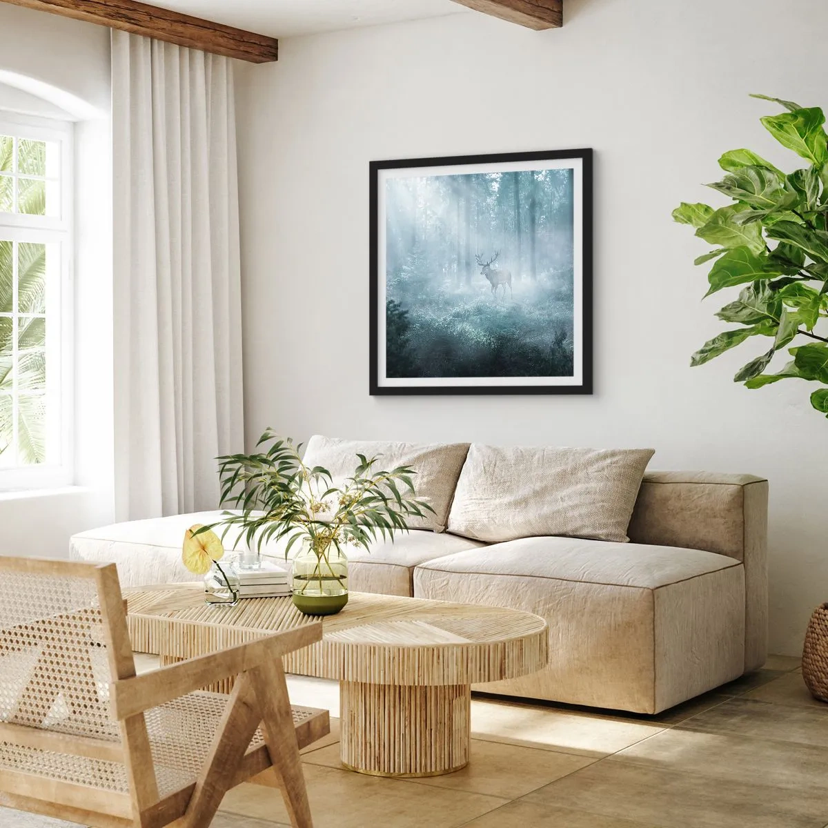 Affisch i svart ram - Morgonrond runt godset - 60x60 cm