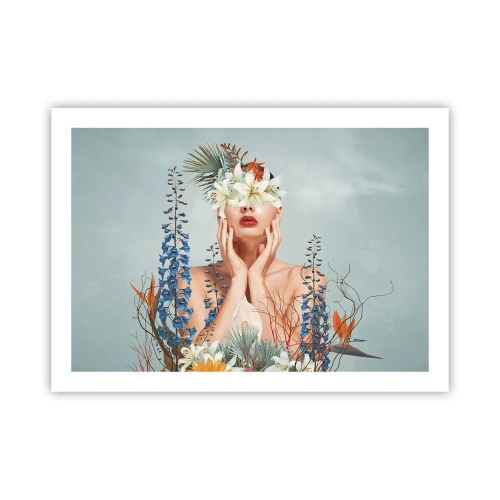Affisch - Kvinna - blomma - 70x50 cm
