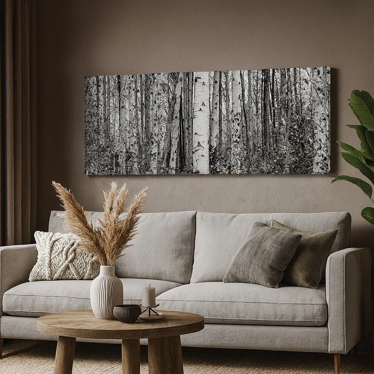 Canvastavla - Bild på duk - Björkpelargång - 30x30 cm