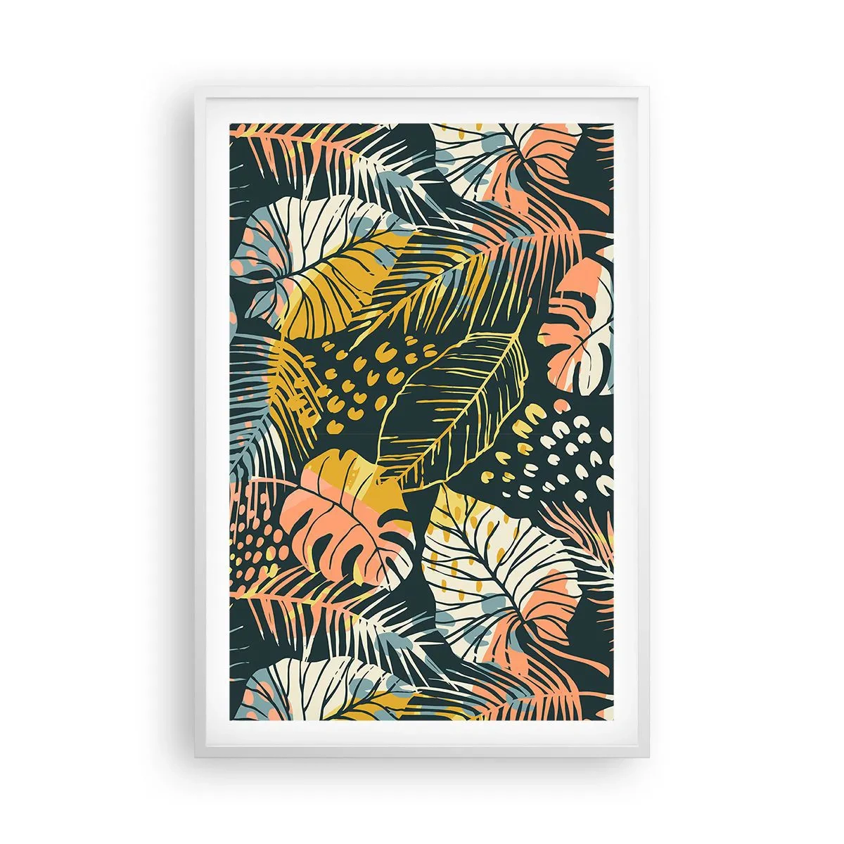 Affisch i vit ram - Lövfantasi - 61x91 cm