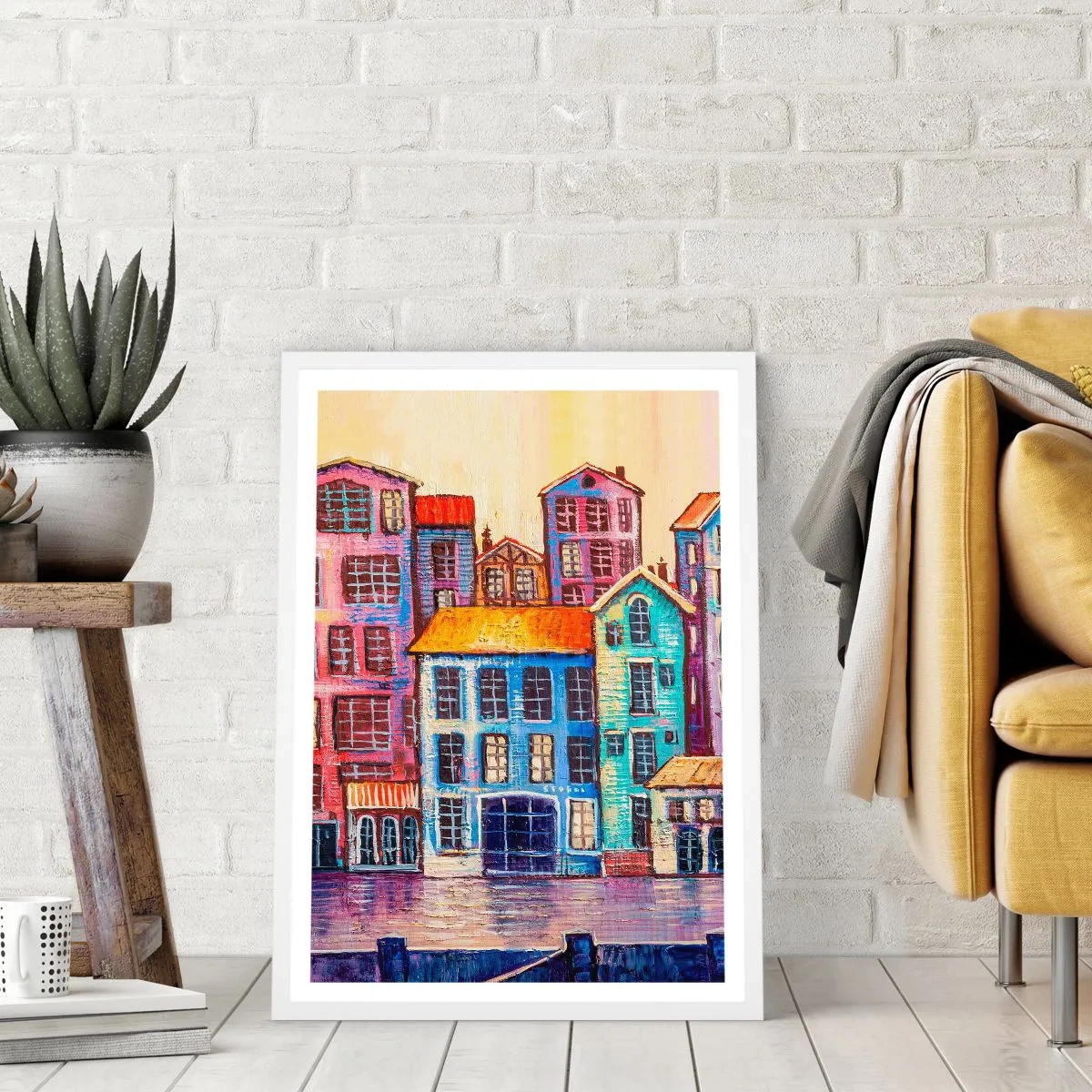 Affisch i vit ram - En sagostad  - 70x100 cm