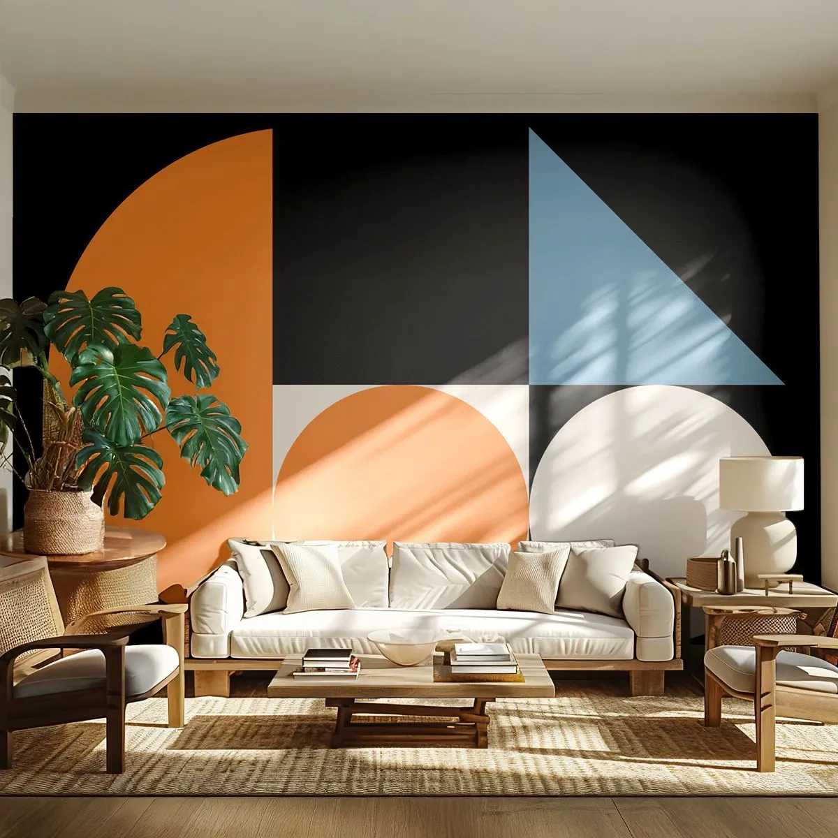Fototapet Premium Sand - Geometriska figurer - Abstraktion, Grafik, Geometriskt mönster - 350x256 cm