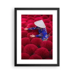 Affisch i svart ram - På ett risfält - 30x40 cm