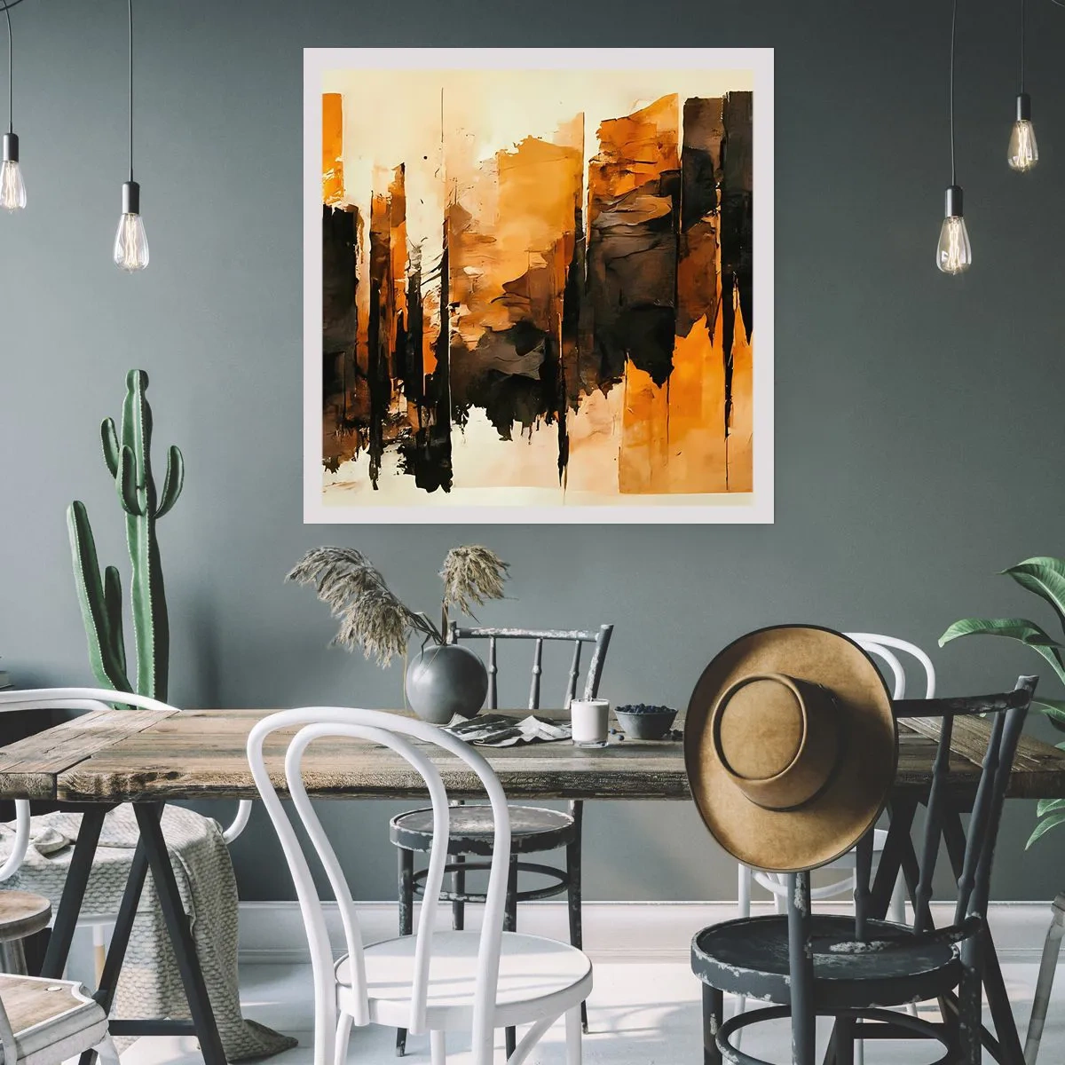Affisch - Harmoni av svart och guld - 60x60 cm