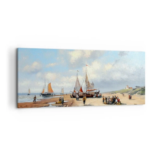 Canvastavla - Bild på duk - Efter en lyckad fångst - 100x40 cm