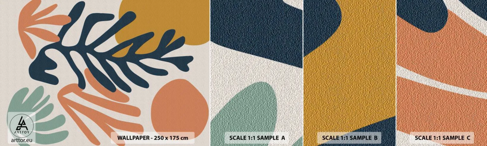 Fototapet Prov Standard Eco - Korallhav - Boho, Minimalistisk, Blad - 100x30 cm